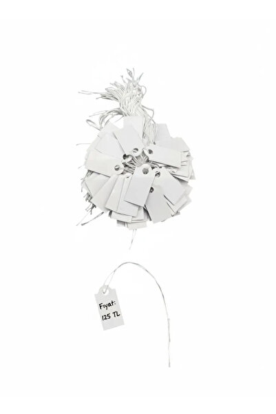 MeGass Dekor Yerli Üretim Küçük Boy Beyaz Renk 2 /1 cm 80 adet Karton İpli Fi...