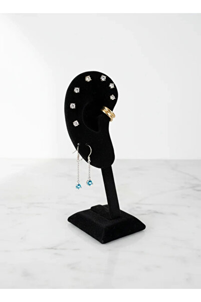 MeGass Dekor Domestic Production Suede Fabric Black Color Footed Earring Disp...