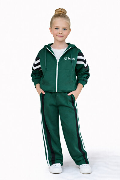 RAPAPA Set de trening pentru fete, cu căptușeală din fleece piese, 3-în-1 – T...