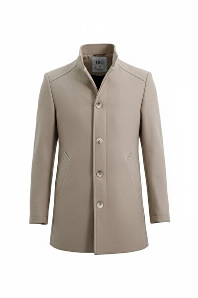 Uki Koyu Bej Kaşe Hakim Yaka Kaban