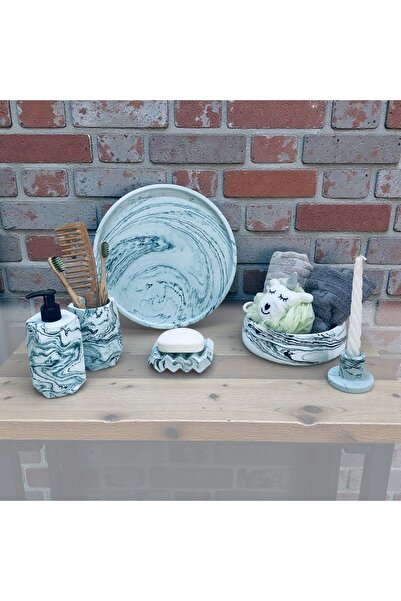 Chiko Mall 6 Parça Mermer Desenli Dekoratif Beton Banyo Seti