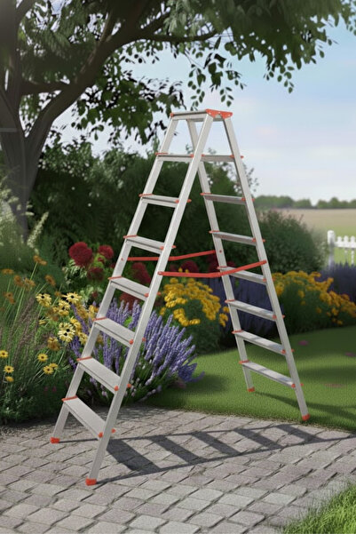 CMS CÖMERT MERDİVEN Alüminyum Çift Çıkışlı Merdiven 8 Basamak | Kaymaz Ayaklı...