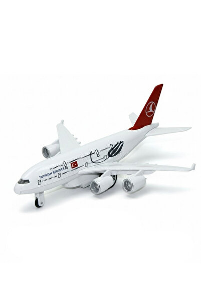 welcomein Kırmızı Işıklı Sesli Metal A380 Yolcu Uçağı 1:270 Model Oyuncak Dek...