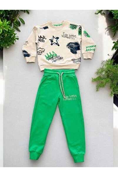 Zekids Σετ αθλητικής φόρμας από βαμβακερό γραπτό αγόρι με σεντόνια