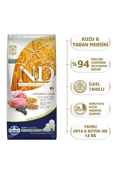 N&D Low Kuzu&Yaban Mersin Orta Büyük Irk Yavru Köpek Maması 12 Kg