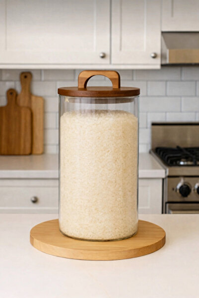 Paşabahçe Akasya Kapaklı 3200 ml Büyük Cam Kavanoz-Bakliyat Saklama Kabı