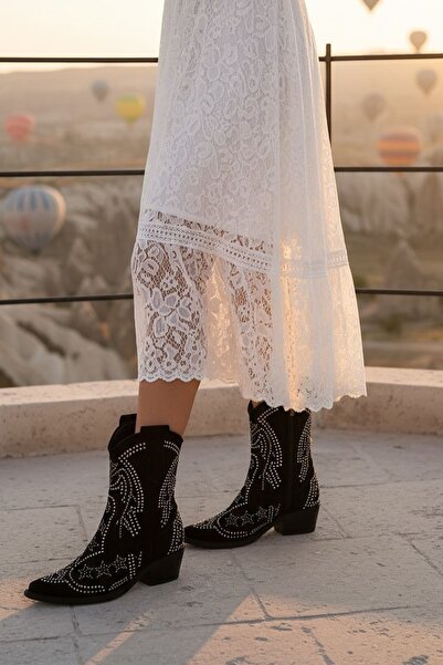 Bueno Shoes Siyah Süet Kadın Topuklu Bot 39wb1574