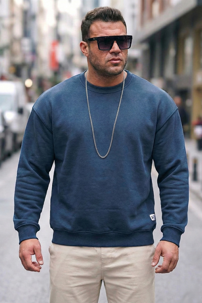 Buratti عادية تناسب طاقم الرقبة القطن مشعر من الداخل لينة مضلع العرق الرجال S...