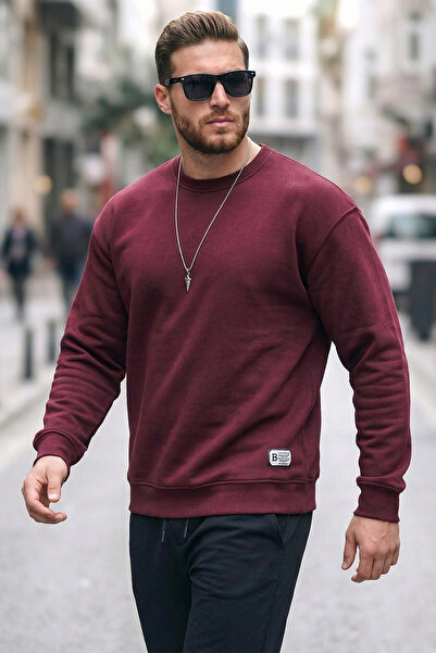 Buratti عادية تناسب طاقم الرقبة القطن مشعر من الداخل لينة مضلع العرق الرجال S...