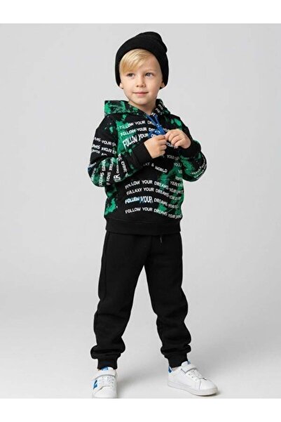 Zekids Σετ αθλητικής φόρμας για αγόρια Cotton Text με τύπωμα με κουκούλα