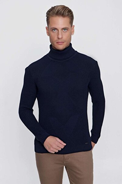 Efor TR 850 Slim Fit Lacivert Klasik Triko