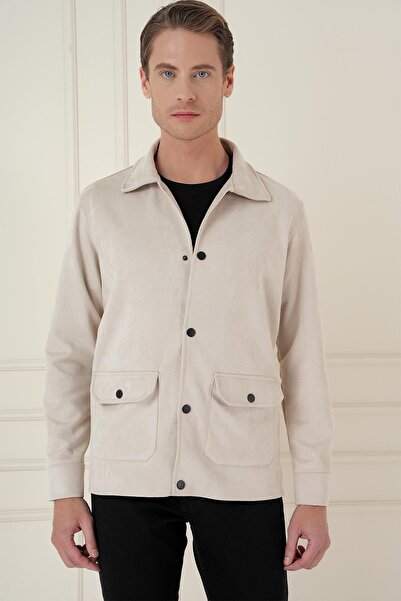 Efor Comfort Fit Mono Yaka Kapaklı Cep Casual Taş Ceket C 699