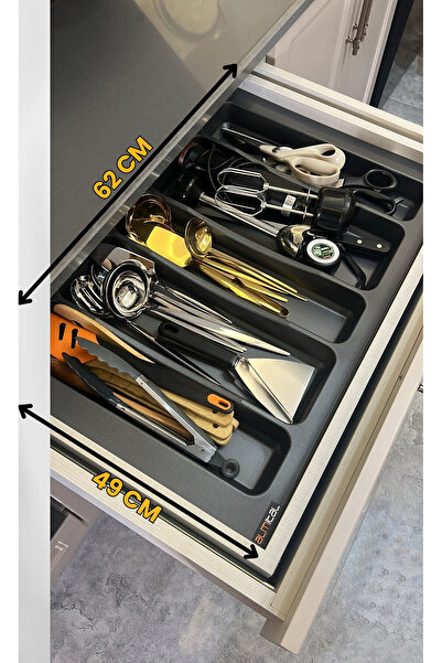 almital mobilya aksesuarları furniture accessories 62x49 Cm. 5 Bölmeli Gri Çe...