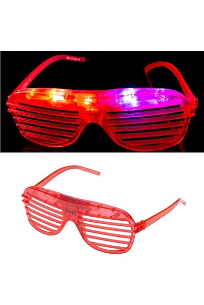 partidolu Led Işıklı Panjur Gözlük Kırmızı Renk 1 Adet hawai retro hallow