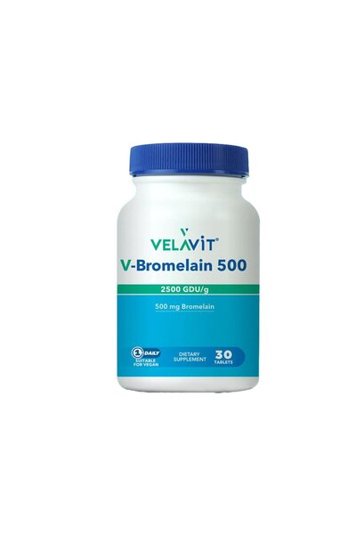 Velavit V-Bromelain 500 - Bromelain İçeren Takviye Edici Gıda 30 Tablet