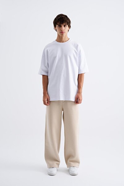 Machinist Ανδρικό παντελόνι oversized φαρδύ σε ανοιχτό μπεζ χρώμα