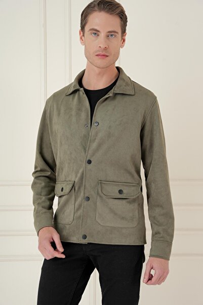 Efor Comfort Fit Mono Yaka Kapaklı Cep Casual Haki Ceket C 699