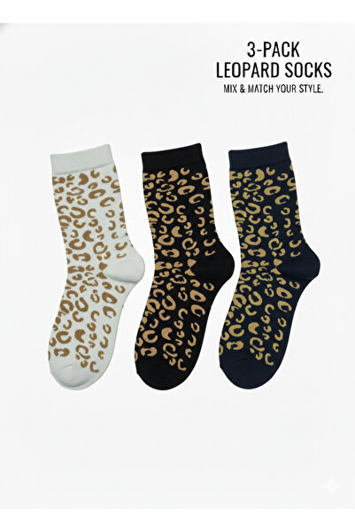 BEYTEKS 3-Pack of Stitch-Free Leopard Pattern Socks