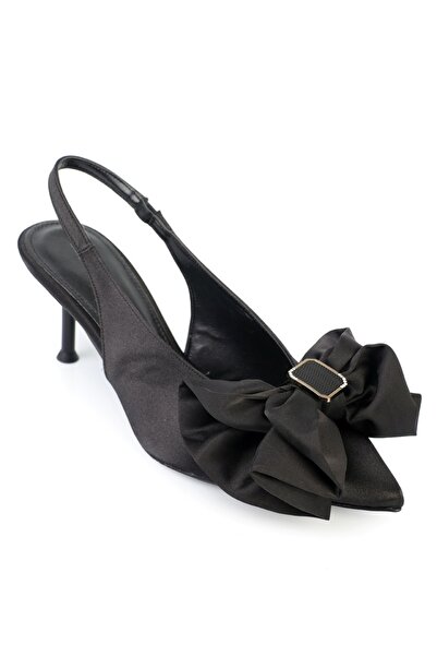 Capone Outfitters Tasha Satin Bow Mid-Heel Pointed Toe Satin Women's Shoes