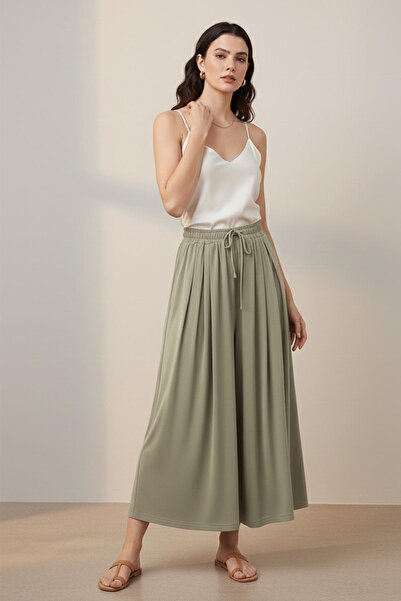 Loreen Γυναικείο παντελόνι με ζώνη στη μέση - 20664PNT - ΑΜΑΝΔΑΛΙΝΟ ΠΡΑΣΙΝΟ