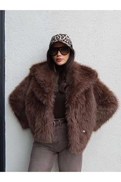 ESRAHELVACI Šálový límec s patentkami z umělé kožešiny