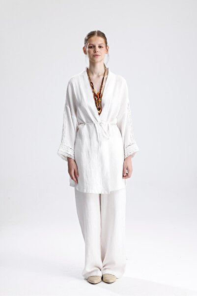 VAPUR TEKSTİL مجموعة مزدوجة من الموسلين المزينة بالشريط - إكرو