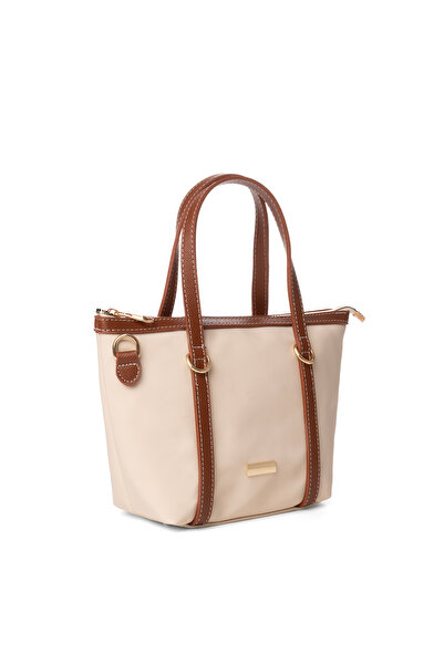 MUJGAN Kadın Krem The Tote Bag El Ve Çapraz Orta Boy Omuz Çantası Eni 28cm Bo...