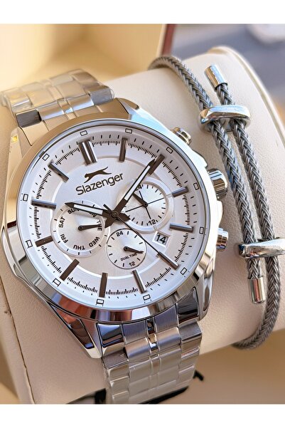 Slazenger Italian Design Bracelet Gift 2 Years Warranty 10 Atm Steel Men's Wr...
