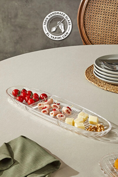 Glamis Selen Concept Damla Model 3 Compartment Handmade Glass Boat Plate