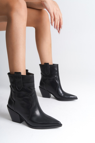 Capone Outfitters Tiffani Sivri Burunlu Yandan Çekmeli Hakiki Deri Kadın Kovb...