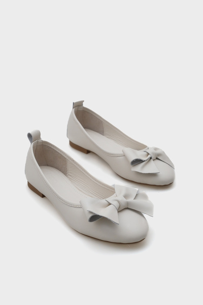 Capone Outfitters Bliss Damskie Oryginalne Skórzane Baleriny Z Kokardą