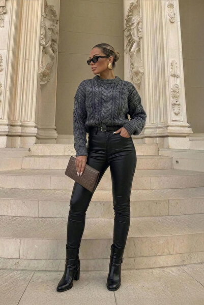 BANNY JEANS Dámské kalhoty Skinny Leg v koženém vzhledu černé