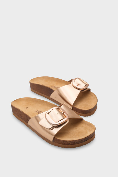 Capone Outfitters Lee Large Buckle Anatomical Cork Sole Leather Slippers