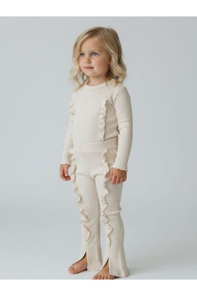 Zekids Κοριτσίστικο βαμβακερό, ελαστικό ψηλόμεσο βολάν παντελόνι κολάν