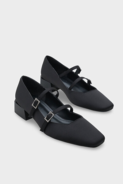 Capone Outfitters Pantofi Mary Jane din satin cu cataramă cu strasuri, cu toc...