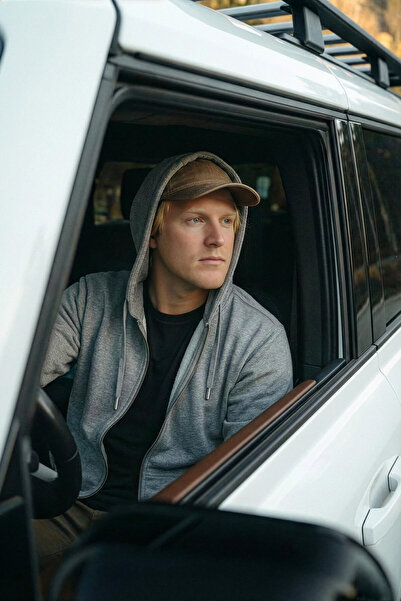 MARKAPIA Ανδρικό φούτερ με φερμουάρ με κουκούλα τσέπες ανθρακί