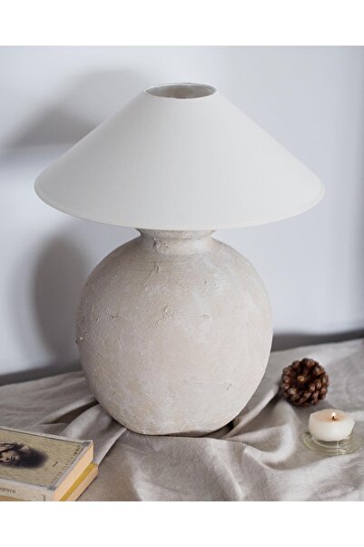 Laura Design Seramik Bej Abajur