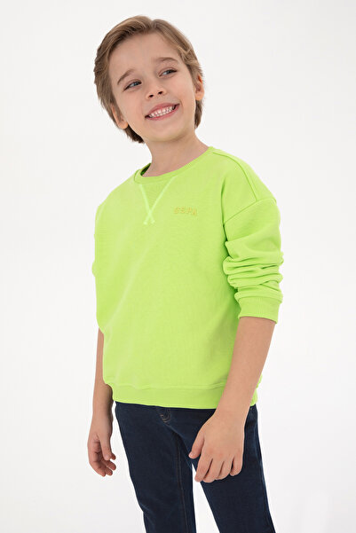 U.S. Polo Assn. Erkek Çocuk Yeşil Bisiklet Yaka Basic Sweatshirt 50313829-VR020