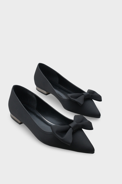 Capone Outfitters Zelma Sivri Burunlu Kısa Topuklu Fiyonklu Saten Kadın Babet