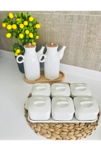 Pembelia Life Luxury Breakfast Bowl with Tray and Oil Pot Set with Wooden Sta...