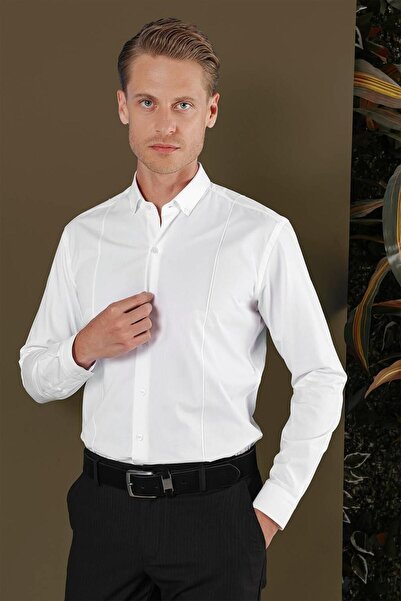 Efor GK 691 Slim Fit Beyaz Klasik Gömlek