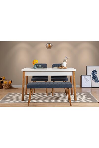 Vivense STORMİ MASA TAKIMI, BEYAZ ATLANTİK LACİVERT 1048, 120x75