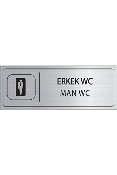 Mayeka Erkek Wc İsimlik Gümüş Metal Kapı İsimliği Levhası Yönlendirme Tabelası