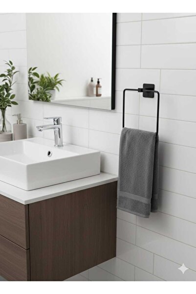 isometric Yapışkanlı Siyah Kare Havluluk Banyo Mutfak Havlu Askılık