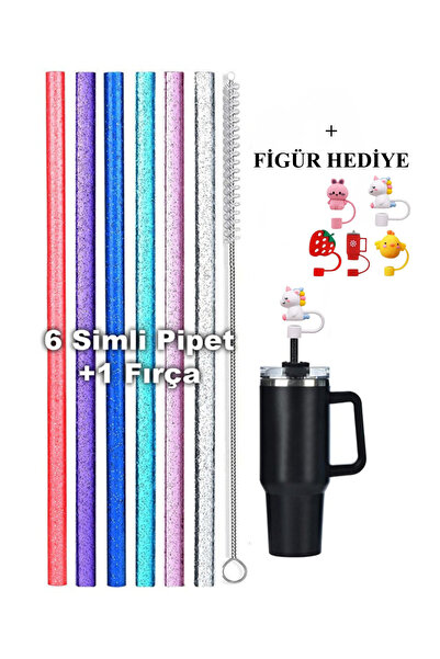 Stanley 4 Adet 30cm ile Uyumlu Tritan Parıltılı Pipet