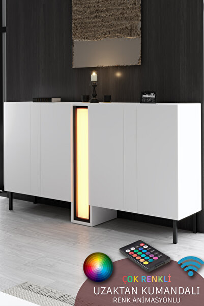 Modatte NOVA KONSOL LED IŞIKLI METAL AYAKLI MODERN TASARIM BEYAZ TV SEHPASI