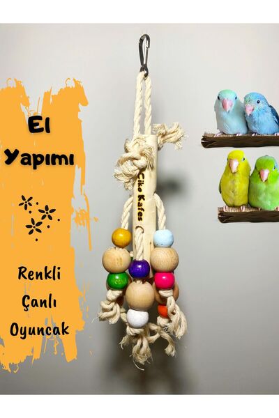 Ciko Kafes Renkli Boncuklu Çanlı Kuş Papağan Oyuncağı
