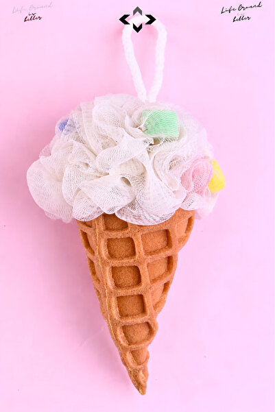 LİGROUND ليفة استحمام منقوشة بنمط الآيس كريم، إسفنجة تنظيف للجسم في الحمام لل...