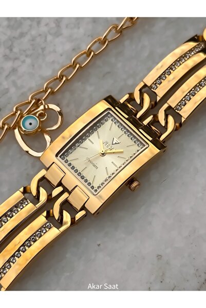 Fiesta 2 Yıl Garantili Altın Sarısı Çelik Kordon Gelin Nişan Düğün Dikdörtgen...