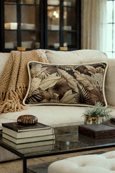 Alacastore Husă de pernă decorativă cu model de frunze